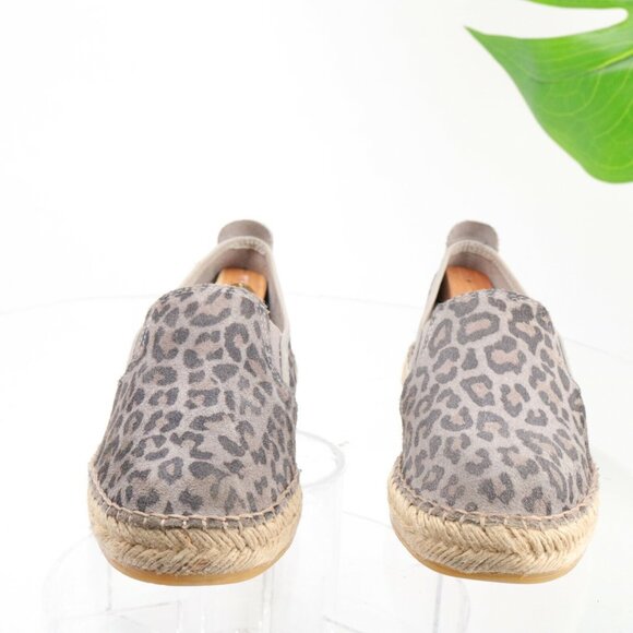 Free People Womens Canyon Slip On Size 7 Gray Suede Leopard Espadrille Flat - Picture 3 of 12